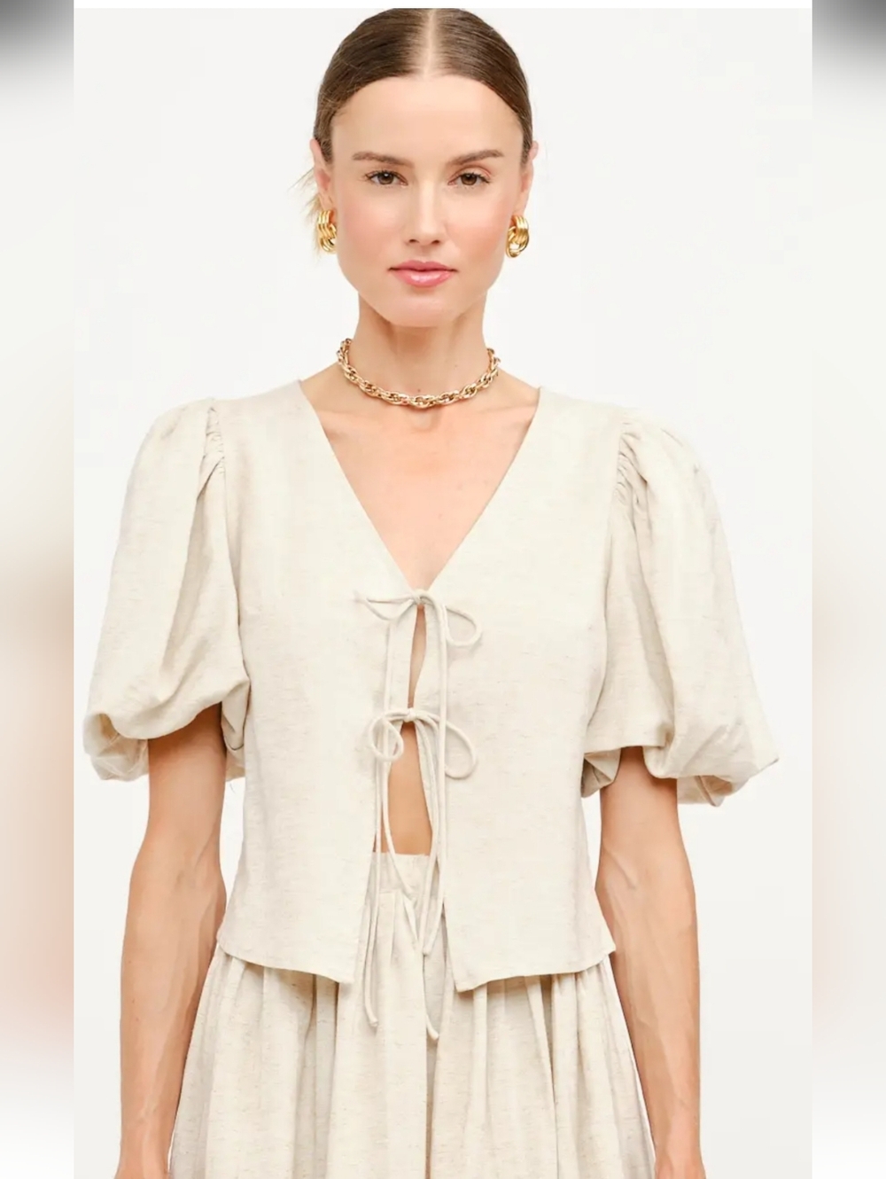 Sofie The Label ARIA linen Tie Beige Top Small